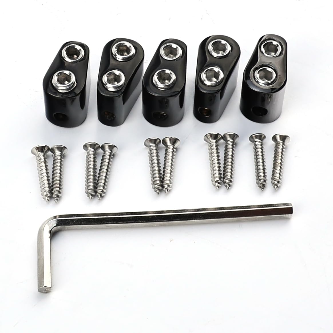 Zinc Alloy Bass Bridge String Locks Individual Locking String Retainer Clamps Electric Bass Guitar String Locking Nut for 5-String Headless Electric Bass Replacement Parts Black