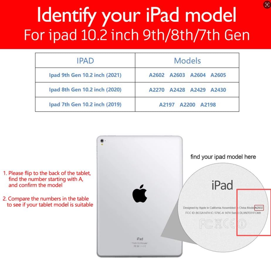 Miniatura 2 de Funda para iPad de 10.2 pulgadas, 987 generación 202120202019, funda protectora, función de encendido y apagado automático. Rojo