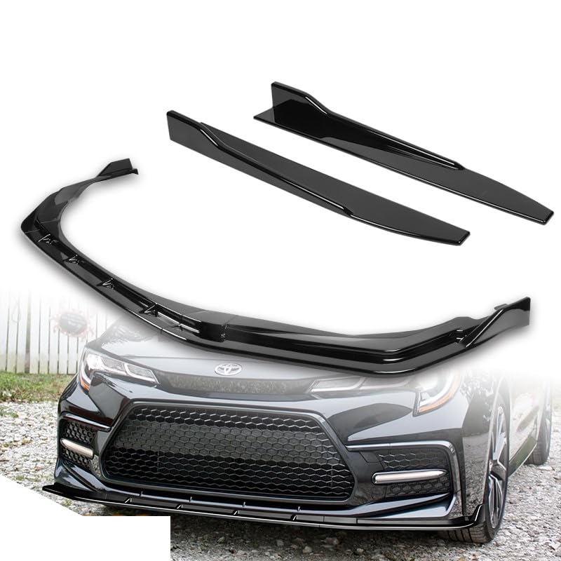 Stay-Tuned, 5PCS ABS STP-Style Front Bumper Lip Spoiler Body Kit + Universal 31" x 4" Side Skirts, Compatible with 2020-2024 Toyota Corolla XSE/SE