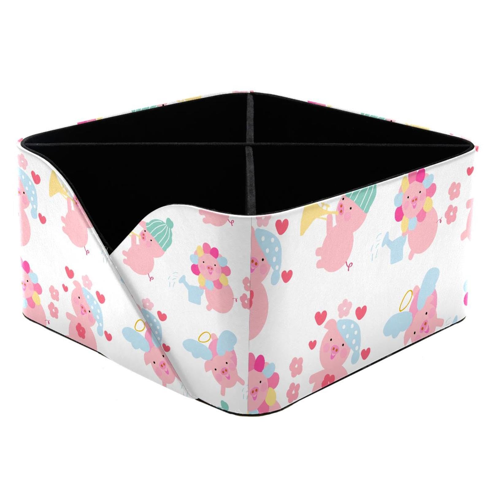 KengjuTesu Floral Cut Pigs Desktop Organizer Pen Holder, Rectangular Pencil Cup for Office, Study and Makeup Stations