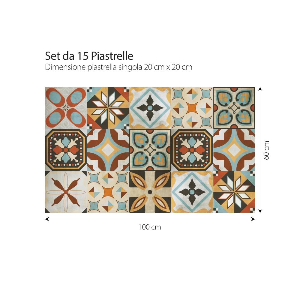 15 Carreaux Adhésifs 20x20cm - Stickers Carrelage Style Ciment - Pour Cuisine & Salle De Bain