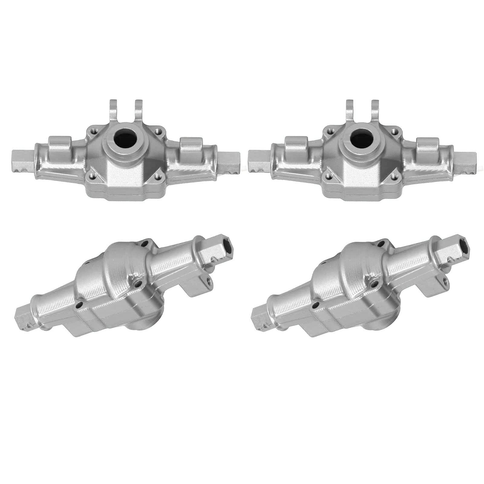 RC Front Rear Axle Housing Set, 6.2cm Aluminum Alloy RC Accessory Axle Shell Upgrade Axles for FCX24 124 Crawler Car Power Plant & Driveline Systems (Silver) Model Toy