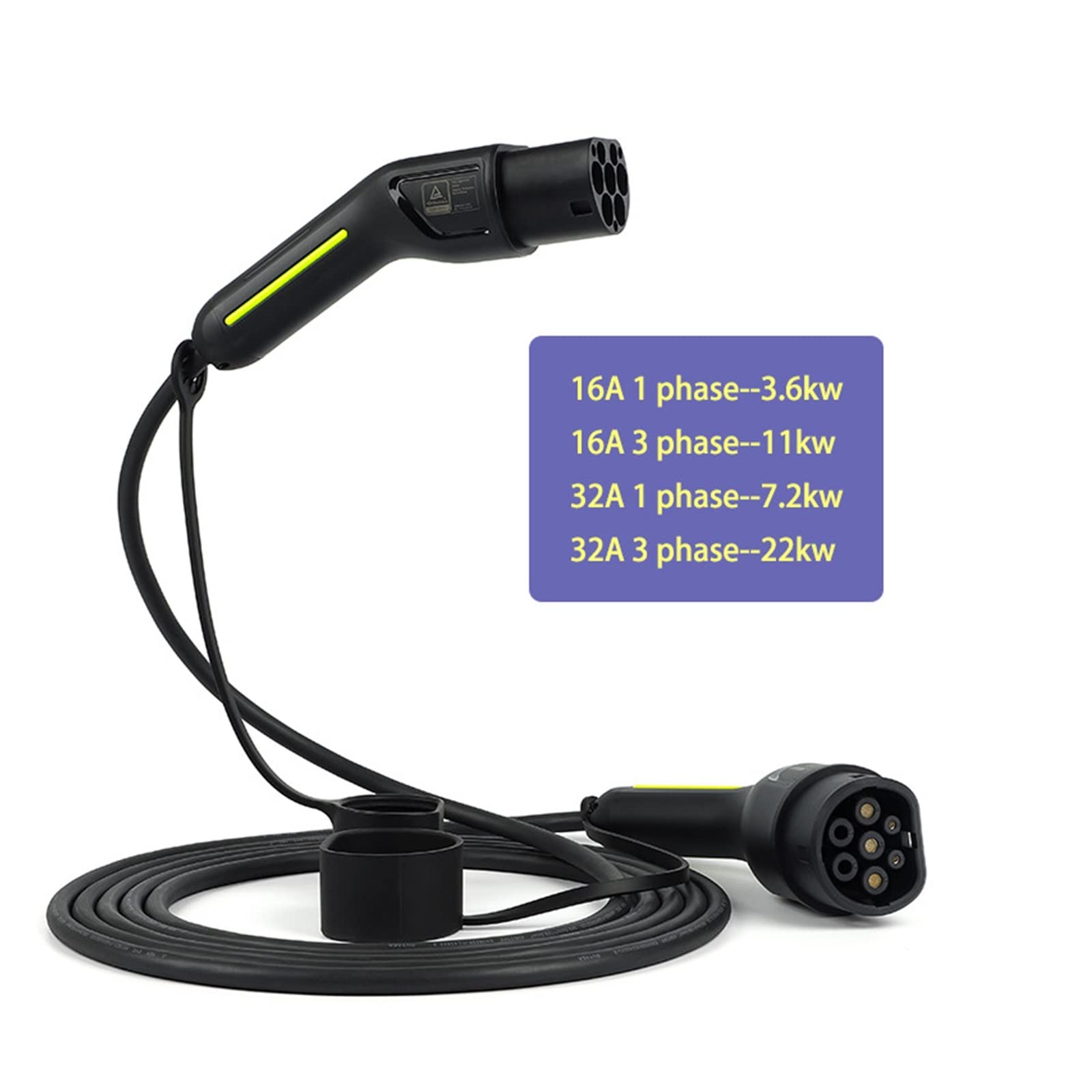 Cavo di Ricarica EV Tipo 2 16A 32A 3.6KW 22KW Cavo for Veicoli Elettrici Trifase for Stazione EVSE Spina da Femmina A Maschio Ricarica Sicura(32A 1 Phase)