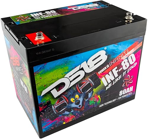 DS18 INF-80AH 2300 vatios AGM Power Cell Batería de 12 voltios Terminal de pernos M6 sin mantenimiento, alto rendimiento para audio de automóvil,
