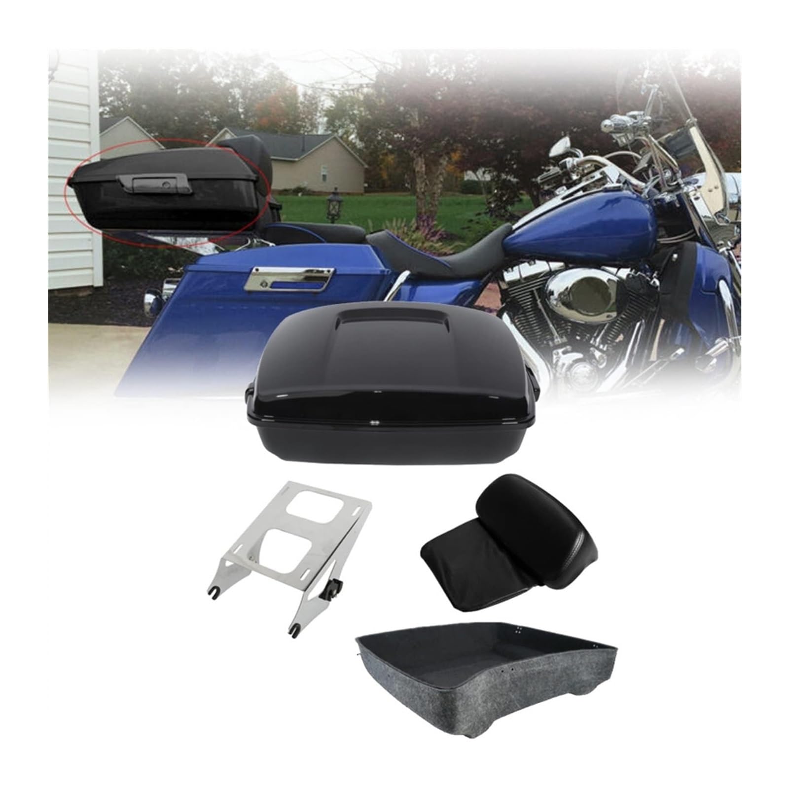 Portaequipajes para Moto para Tour Pak para Touring Road King para Electra Street Glide 2014-2020 Motocicleta 10.7 Pack Maletero Respaldo Montaje Equipaje
