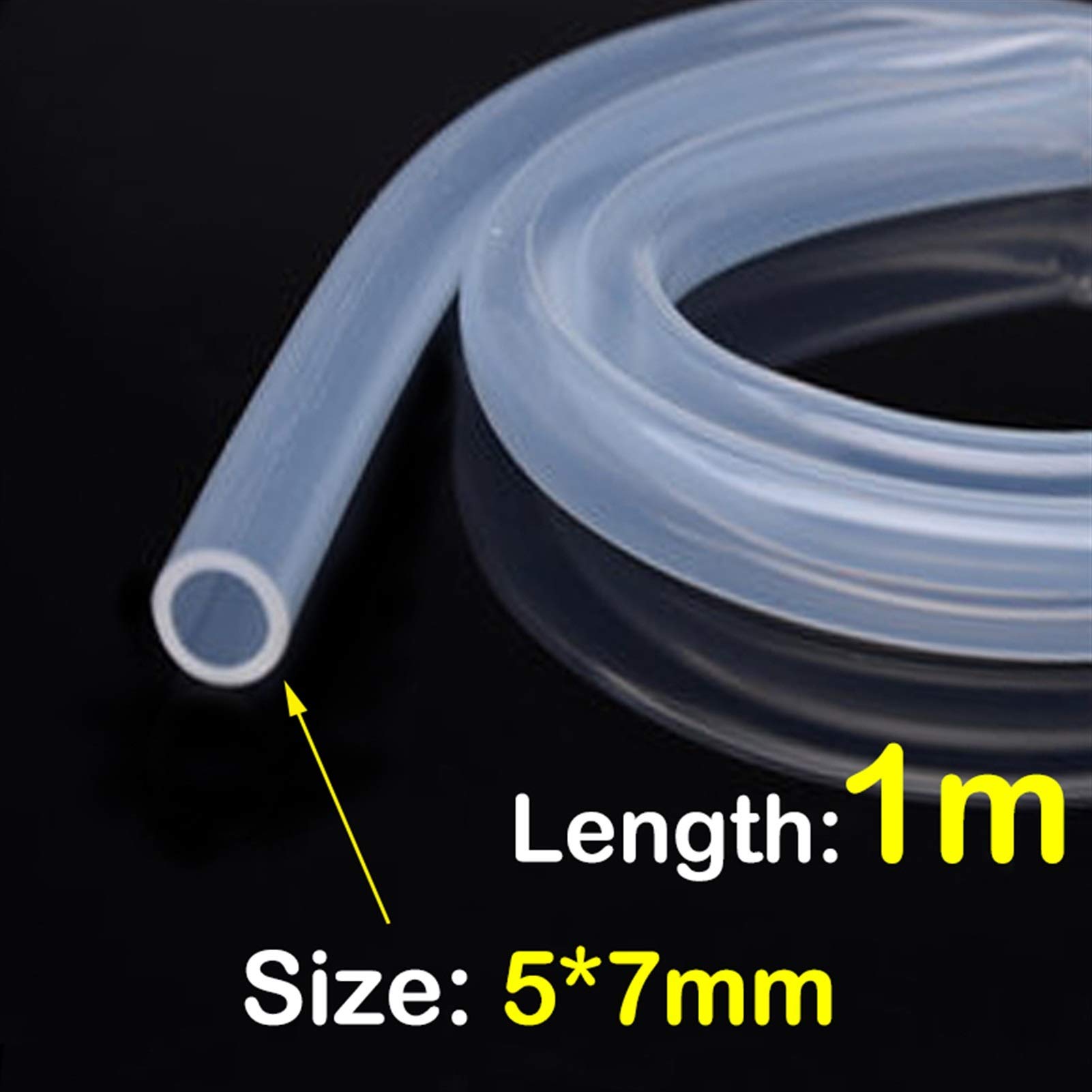 Transparente Wasserleitung, 1 Meter flexibler, klarer, durchscheinender Durchmesser 0,5/1/2/3/4/5 mm, Biermilch-Gummischlauch, flexibles Wasserrohr(5x7mm)