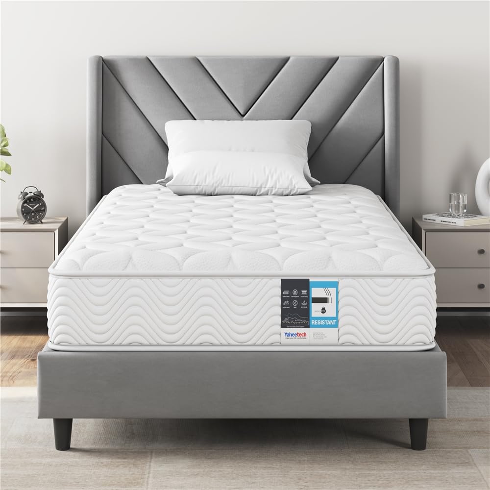 Yaheetech Materasso Singolo 90 x 200 cm Altezza 23 cm a Molle Insacchettate con 7 Zone di Supporto Media Rigidità H3 Traspirante e Ergonomico Spedito Sottovuoto Arrotolato Bianco