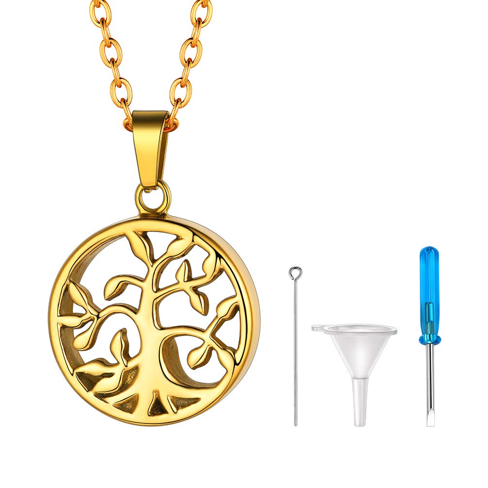 PROSTEEL Colgante Porta Cenizas Siempre en mi Corazón, Forma Árbol de la Vida/Corazón, Collar Personalizable con Accesorios para Meter Cenizas Recycled Claim Standard 100