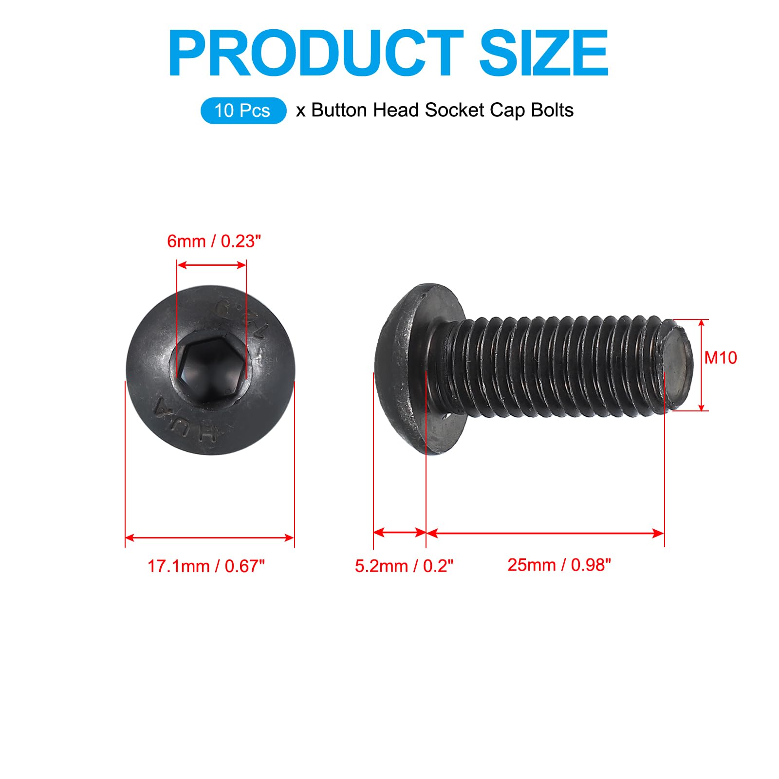 PATIKIL M10-1.5x30mm Button Head Socket Cap Bolts Screws - Image 2