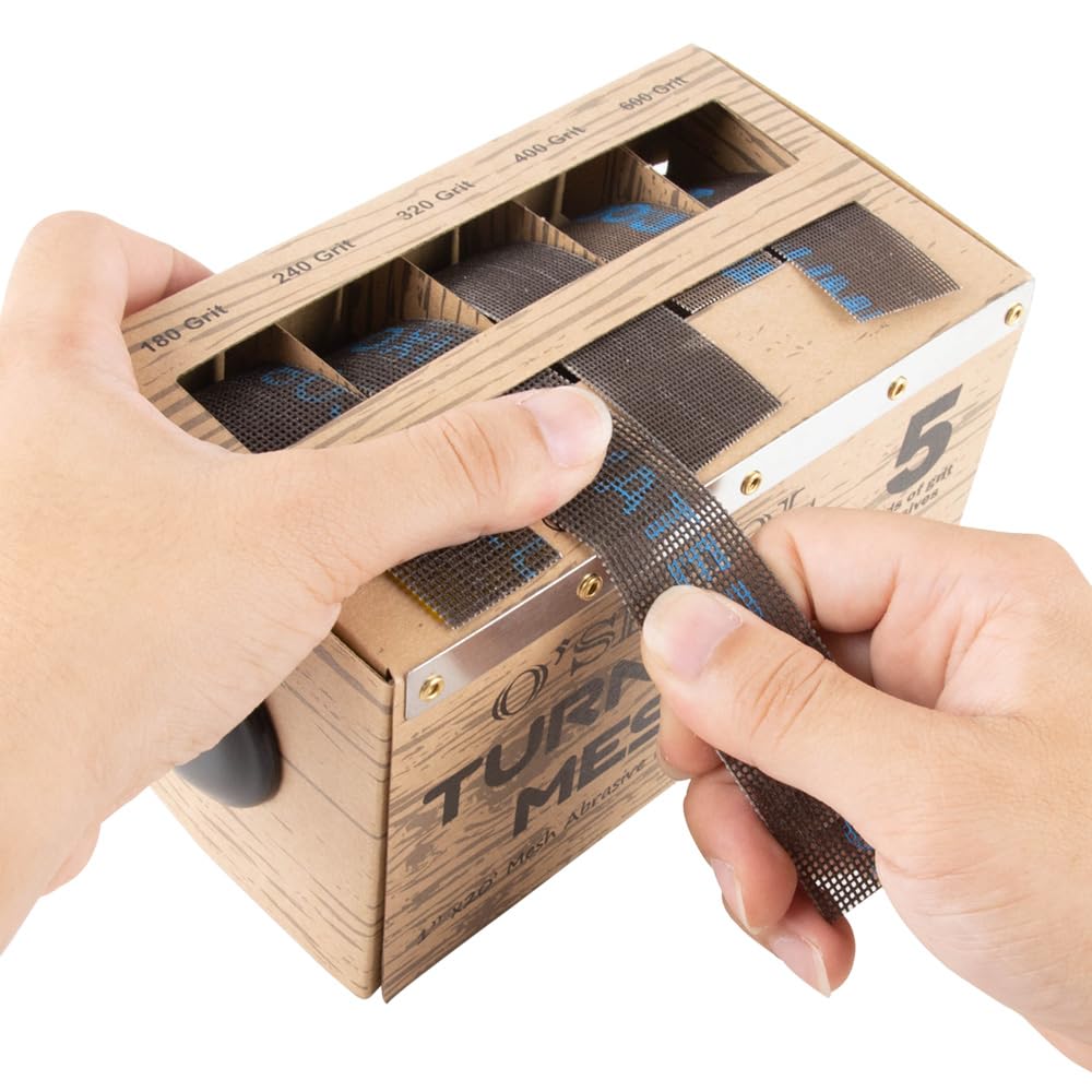 Turners Mesh Sanding Abrasive Roll with Dispenser – 5 Grits Variety Pack (180, 240, 320, 400, 600)