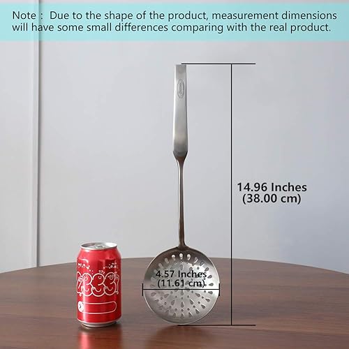 Miniatura 2 de Cuchara ranurada de acero inoxidable 304 Newness 304 con mango ergonómico al vacío, diseño de agarre cómodo, 14.96 y 16.93 pulgadas