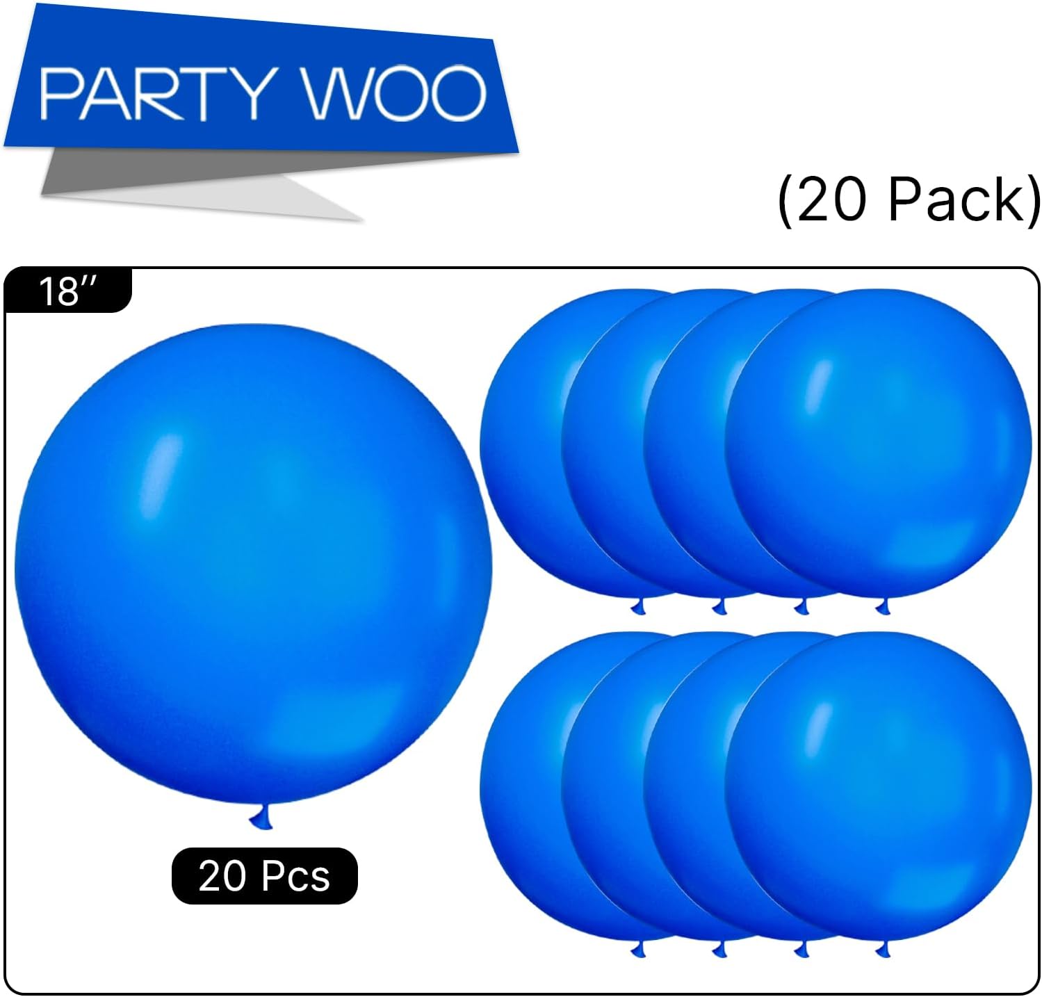 PartyWoo Royal Blue Balloons 20pcs of 18 Inch Dark Blue Latex Balloons for Wedding Baby Shower Gender Reveal Anniversary Graduation Under The Sea Men Birthday Bachelorette Party Decorations Blue-Y5 - Image 5
