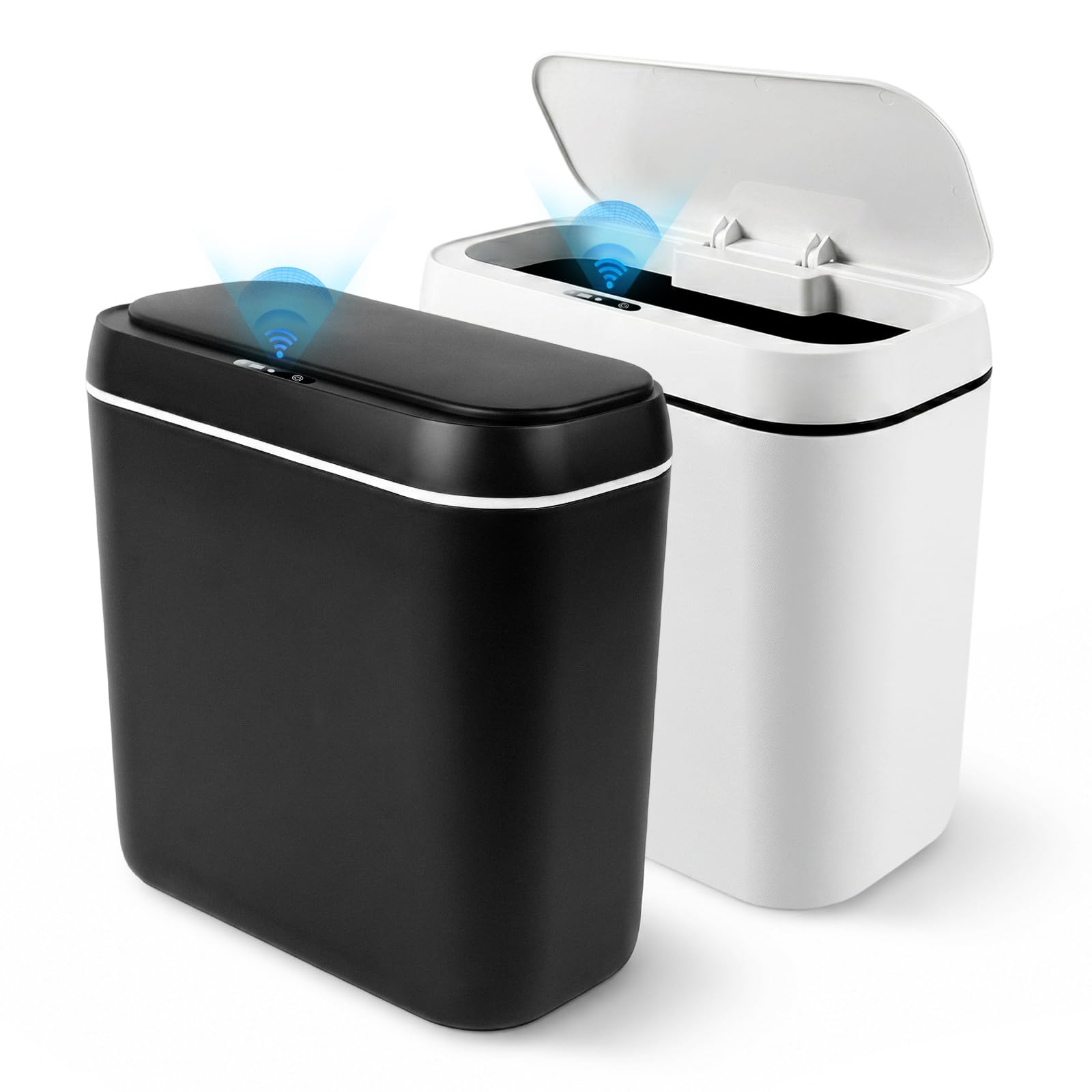 HELILBSRIAIN Set di 2 Pattumiere con Sensore, 15L, Pattumiera Automatica con Coperchio, Sensore di Movimento Intelligente, Silenziosa, Impermeabile, per Ufficio, Camera da Letto, Cucina