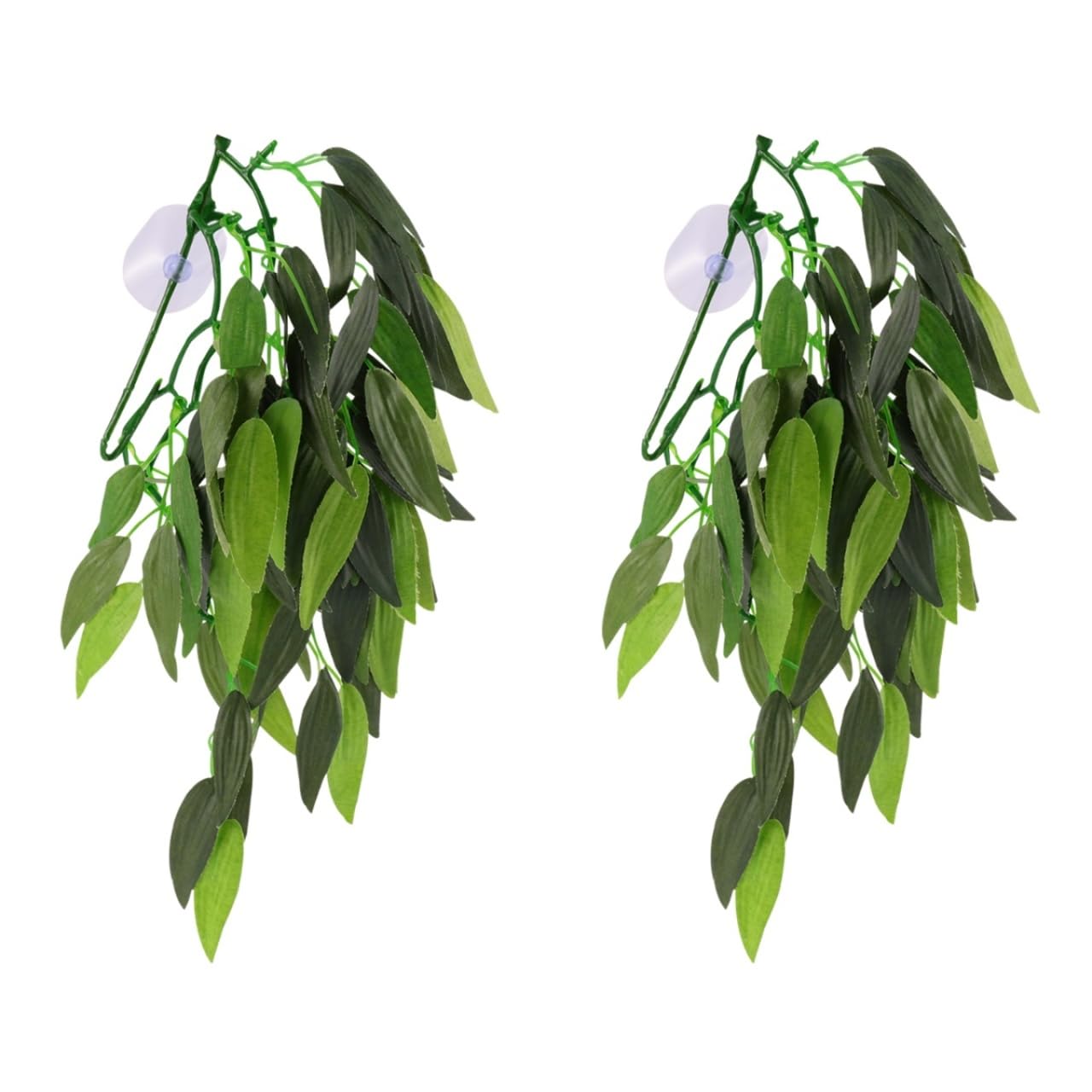 Abaodam 2pcs Artificial Fish Tank Plants Artificial Rattan Aquarium Green Plastic Plants Decorations Hanging Terrarium Plant with Suction Cup for Aquariums Decor Betta Goldfish Tank