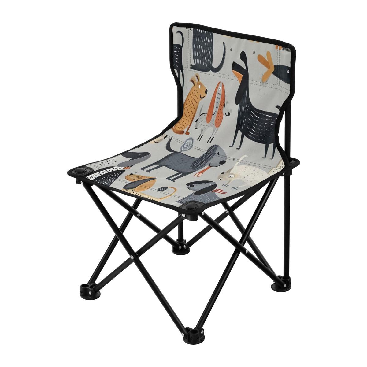 hunde campingstuhl JUMBEAR Niedlicher Cartoon-Hunde-Klappstuhl für Erwachsene und Kinder, leicht, faltbar, geeignet für den Außenbereich, Stühle für Strand, Rasen, Camping, Angelausflug und Garten Sonstiges Color:Black - silver mirrored product-group:gifts Anreise, Parken & Camping
