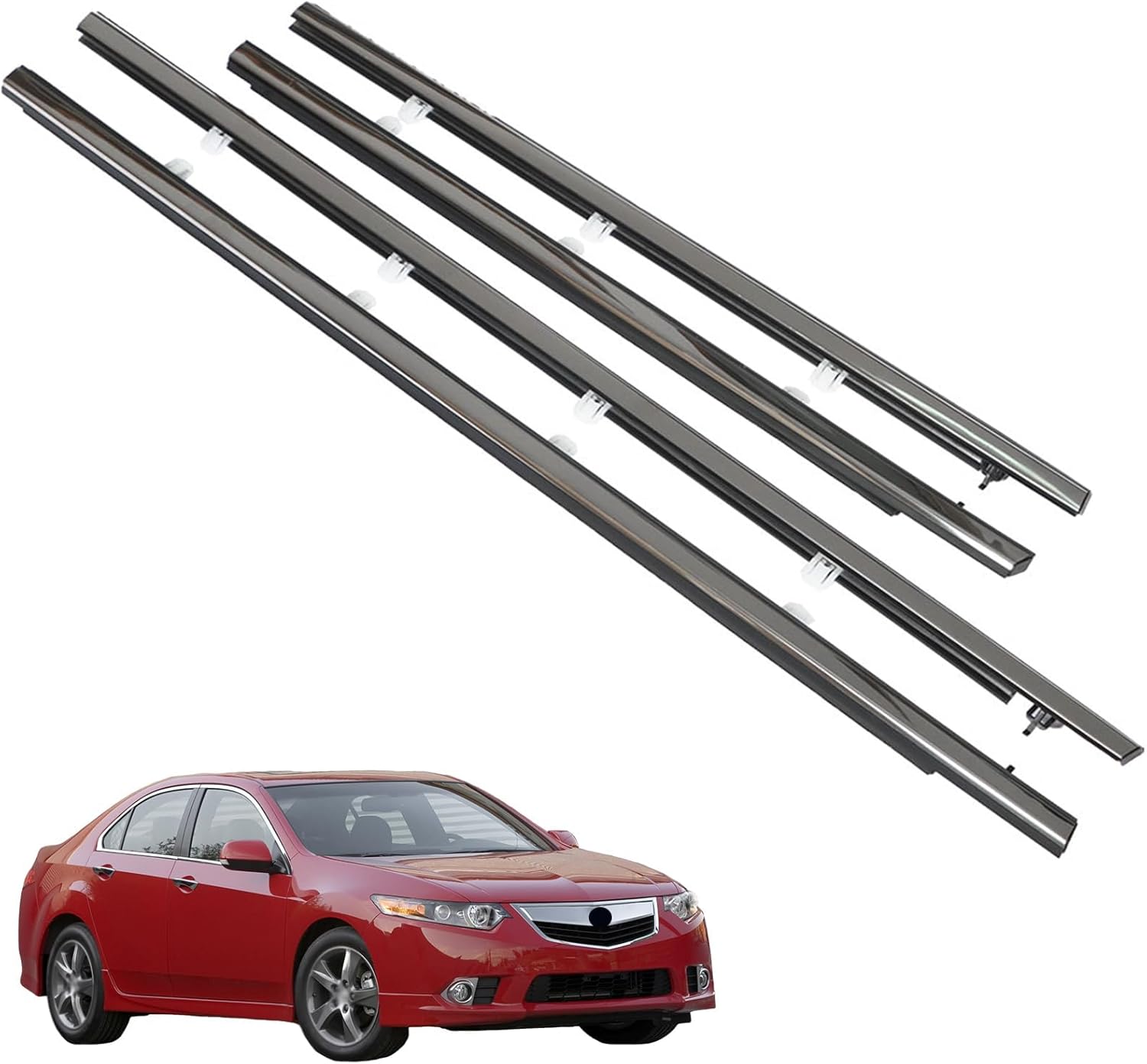 labwork Car Window Moulding Trim Seal Belt Weatherstrip Window Seal Replacement for TSX 2009 2010 2012 2013 2014 Chrome 4 Pieces 72410-TL0-003 72450-TL0-003 72910-TL0-003 72950-TL0-003