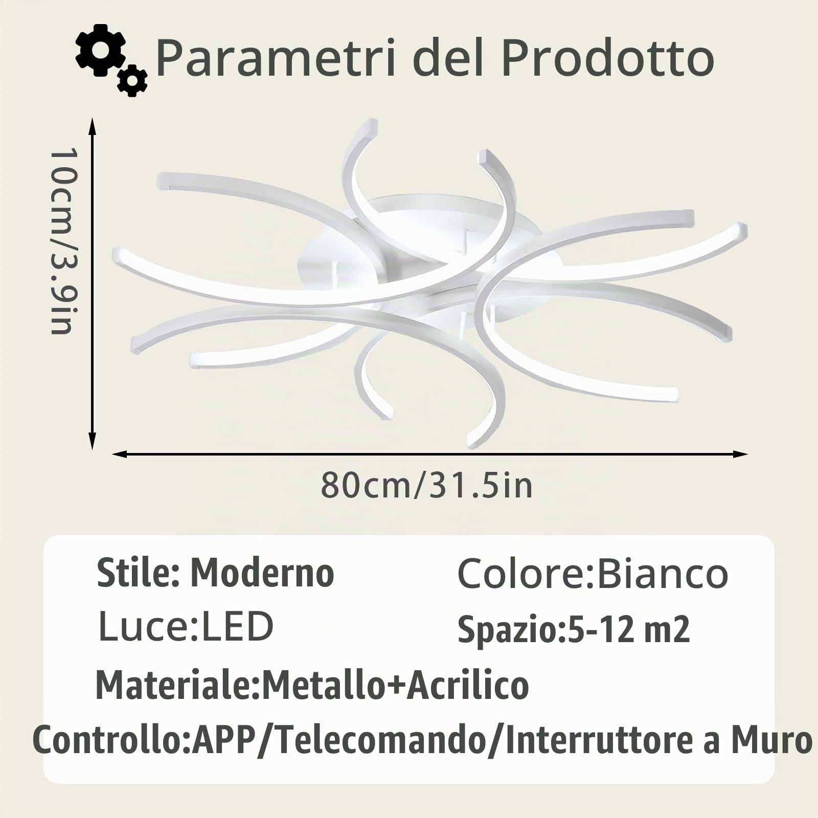LED Plafoniera Camera da Letto Dimmerabile Moderne Plafoniere e Telecomando Soggiorno 6000K Lampada da Soffitto APP Grande Salone Plafoniera Soffitto Metallo Bianco per Sala Da Pranzo