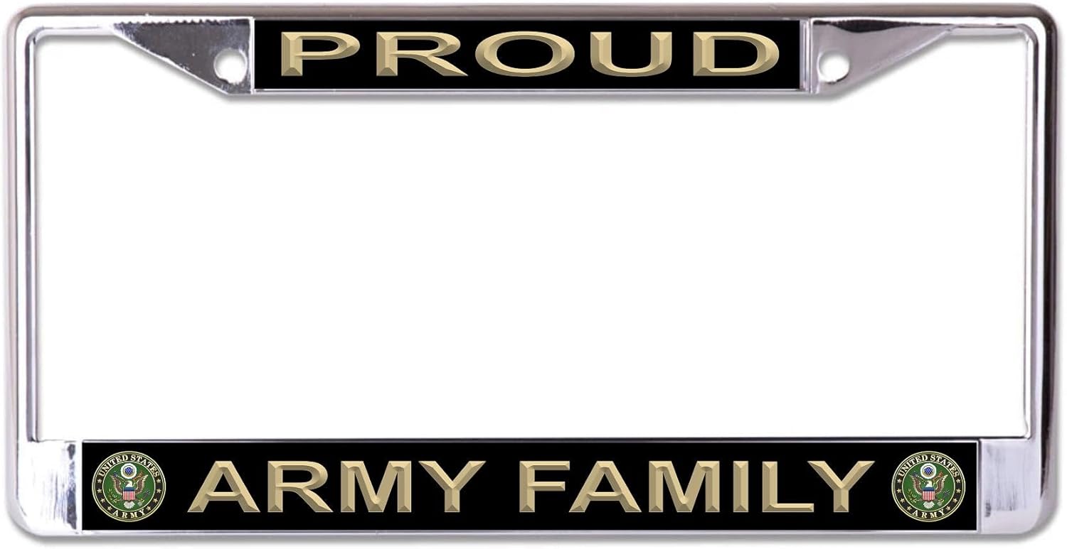 Proud Army Family Chrome License Plate Frame