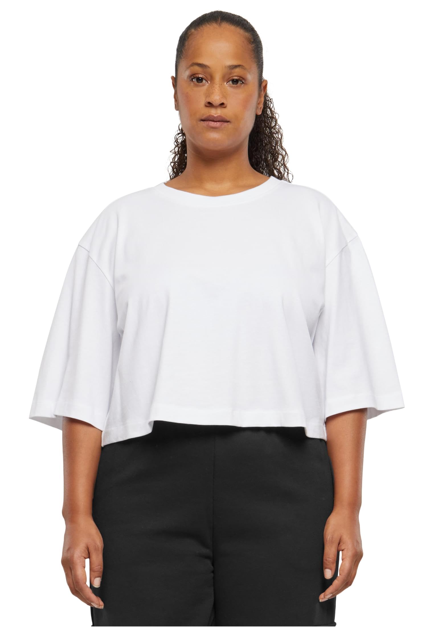 Urban Classics Women's Ladies Heavy Organic Oversized Cropped Tee T-Shirt, White, XS