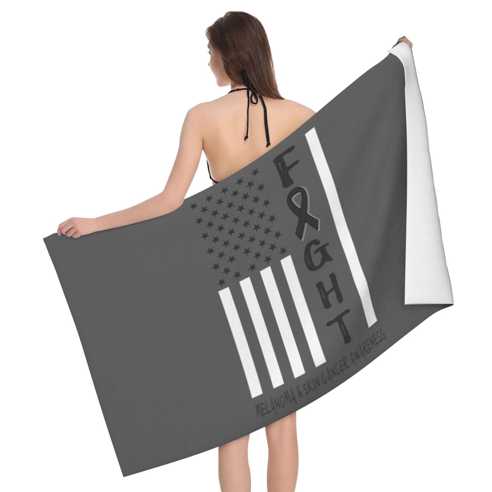 HLBSDM Microfiber Breast Cancer Warrior Support Squad Melanoma & Skin Cancer Awareness Beach Towel Quick Dry Soft Sand Free Beach Towels for Pool Swim Beach Lightweight Thin Towels