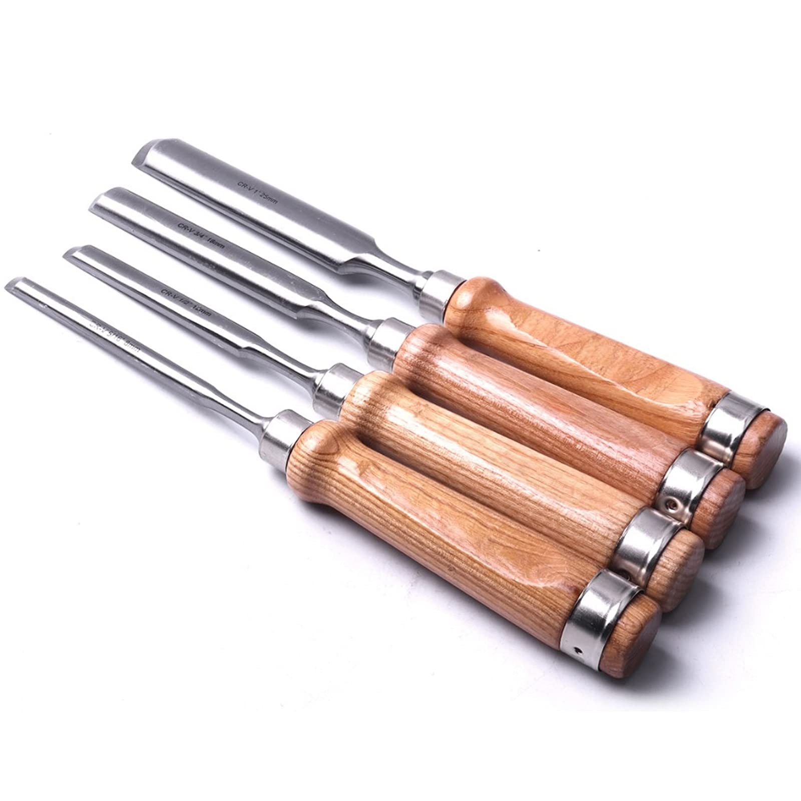 Carpenter Carpenter Carpenter Firmer Gouge Stolarskie dłuto do drewna, zestaw 4 półokrągłych dłut do rzeźbienia w drewnie, ostrze ze stali chromowo-wanadowej, dłuta do drewna