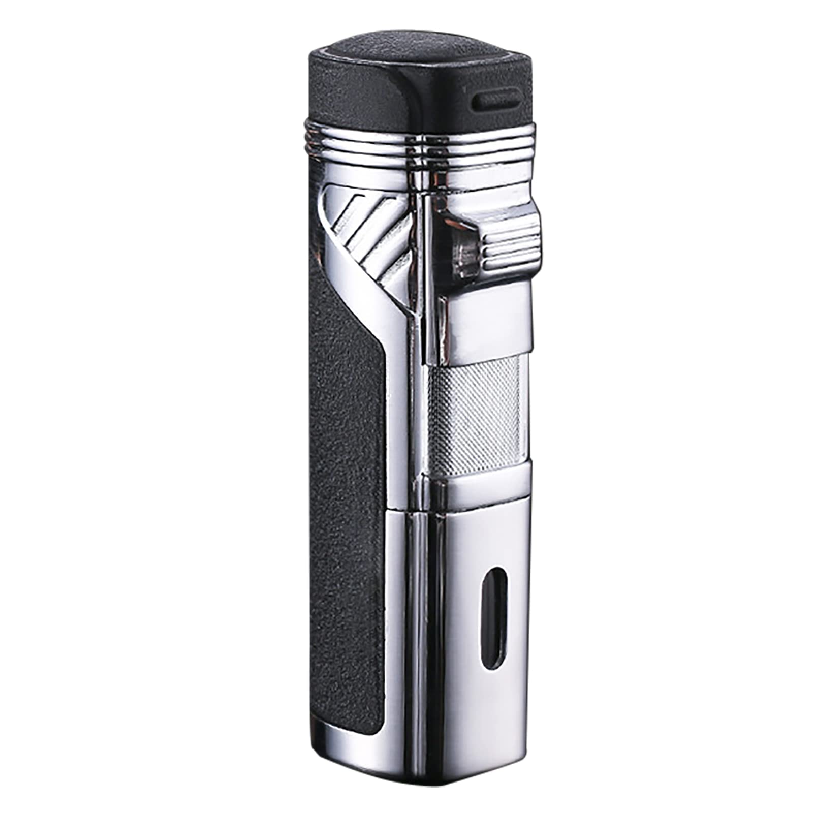 Paquete de 2 mecheros de antorcha de 4 encendedores de gas butano recargables, resistentes al viento, para parrilla, cocina, chimenea, camping (combustible no incluido), negro, 82,5 x 29,5 mm