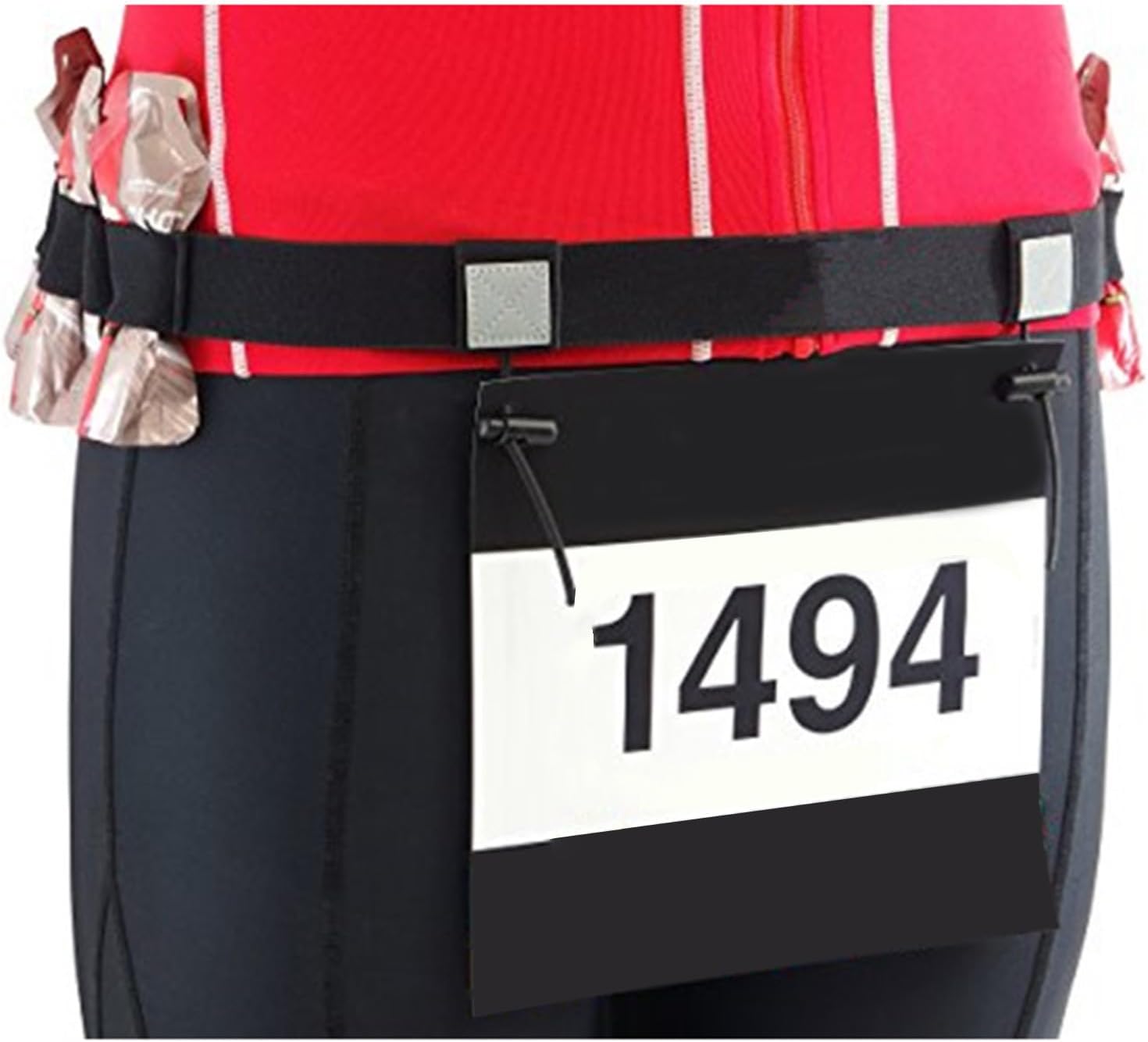 Belt for Race Number, Adjustable Number Belt with Gel Loop, Race with Reflective Stripe Running Running with Water Bottles