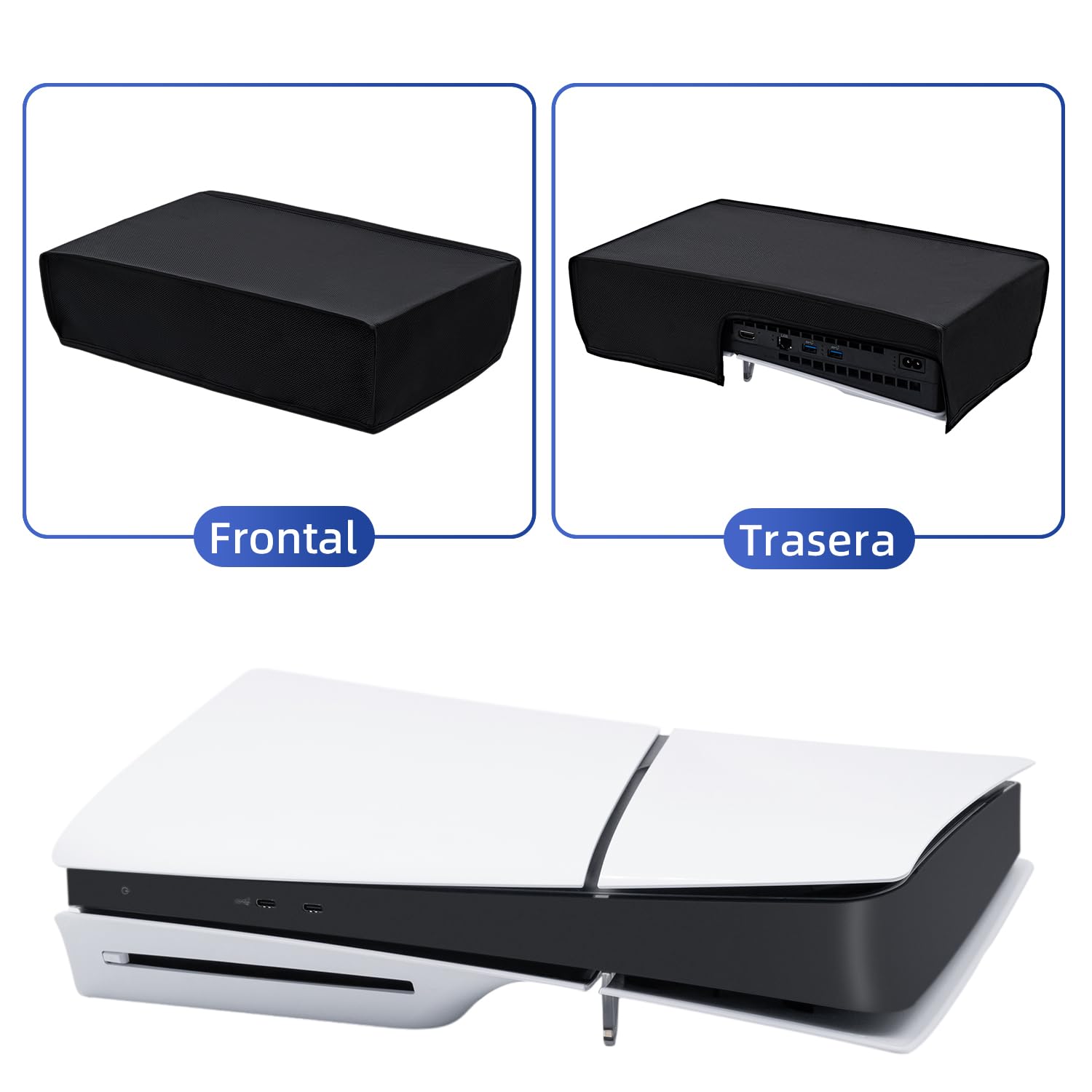 Housse de Protection Anti-Rayures/étanche Uniquement pour PS5 Slim Digital Edition et Disc Consoles-Pas POUR PS5/Pro -Horizontal - Noir