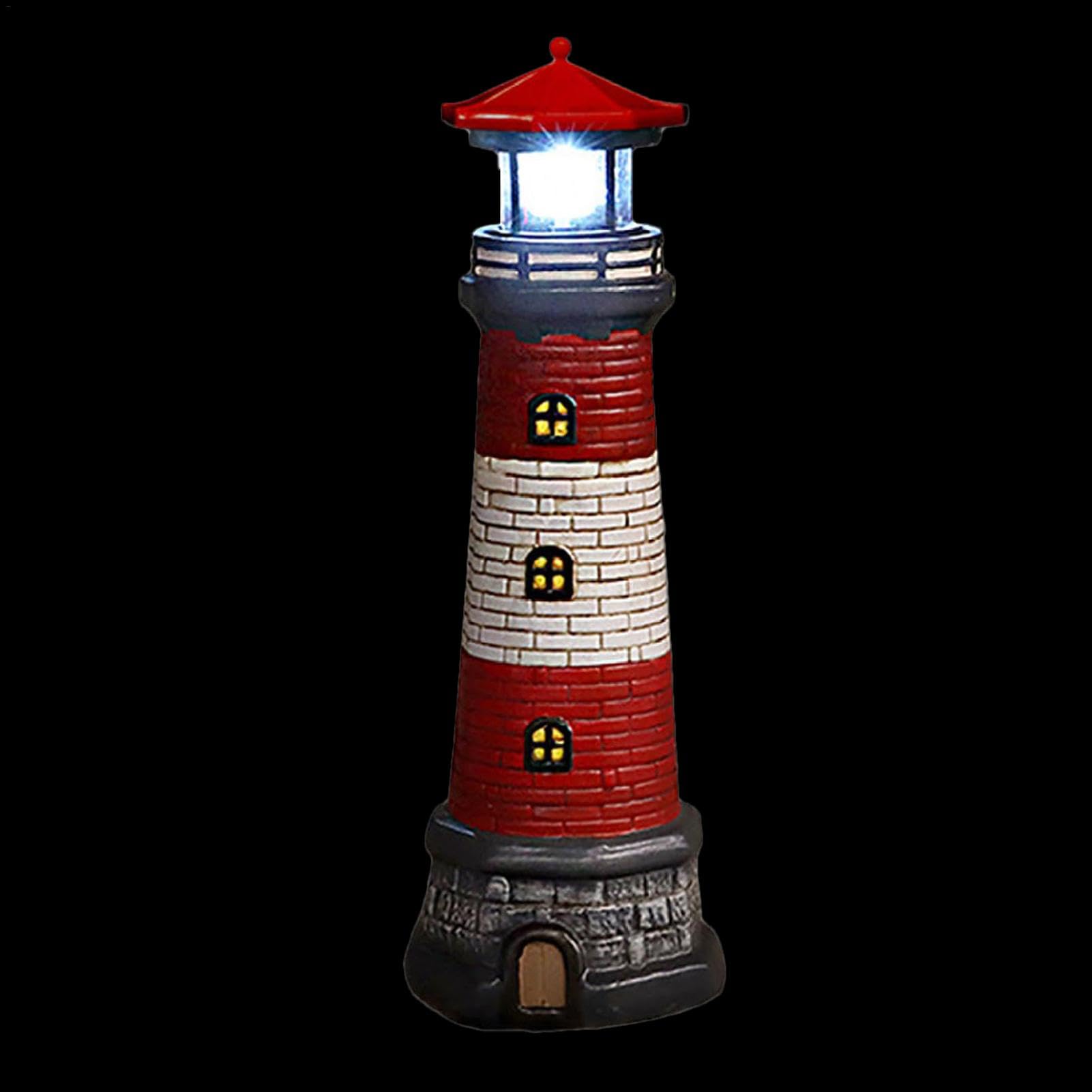 Estatua de faro de jardín LED solar | Decoración de jardín de faro resistente a la intemperie | Figura de patio al aire libre, figuras de patio, luces resistentes a la intemperie, escultura de