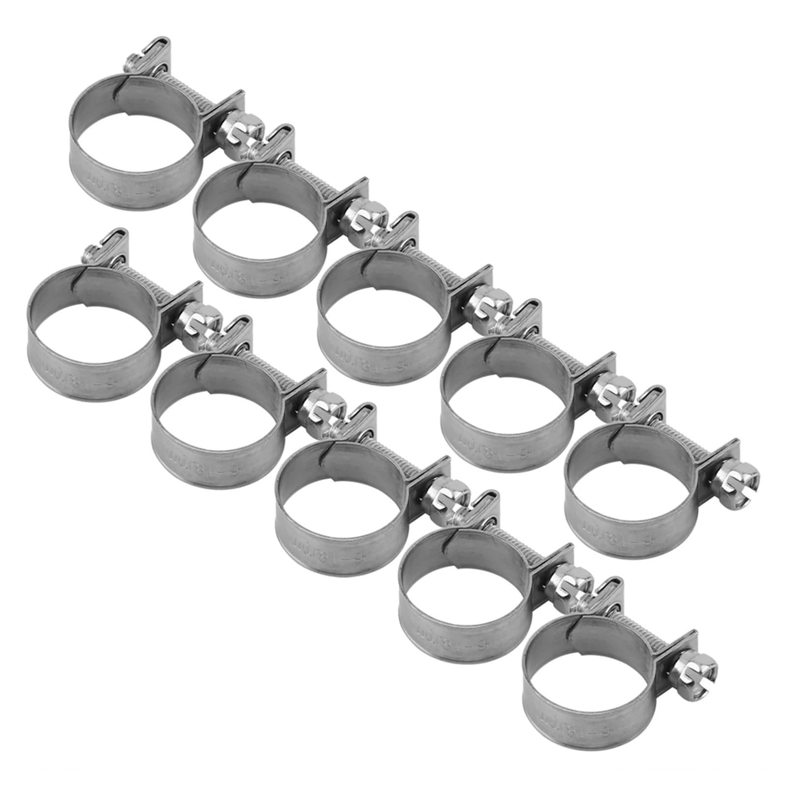 Hose Clamps Stainless Steel 10pcs Stainless Steel Mini Fuel Line Pipe Hose Clamp Clip 6mm‑20mm Optional Size Fastener(16-18Mm)