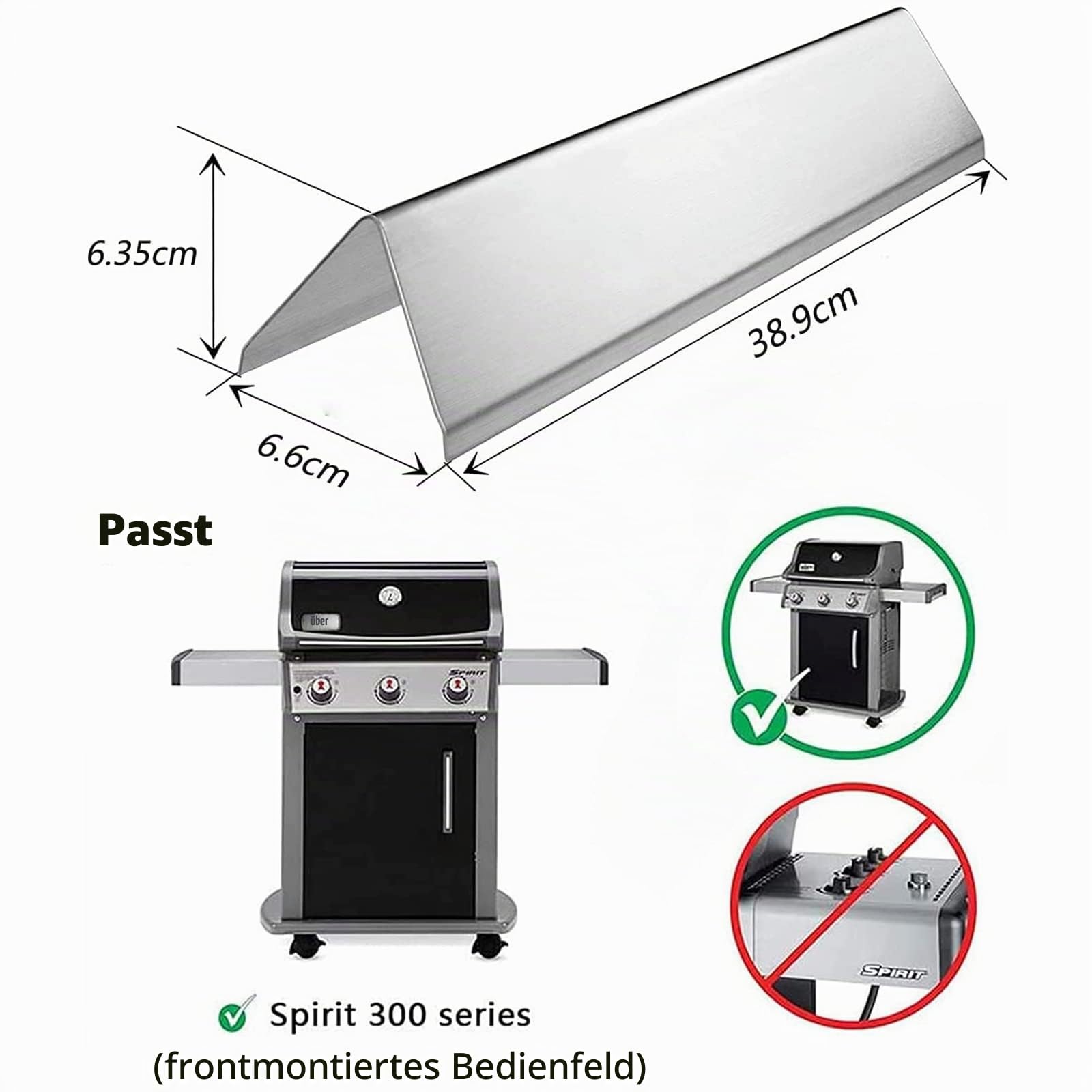 GFTIME 38,9cm Flavorizer Bar 7636 für Spirit E-310/320/330 (2013-Current), Spirit II E/S 310 & 210 Serie Gasgrill (mit vorderen Brennerknöpfen), Edelstahl Hitzeplatte Ersatzteile