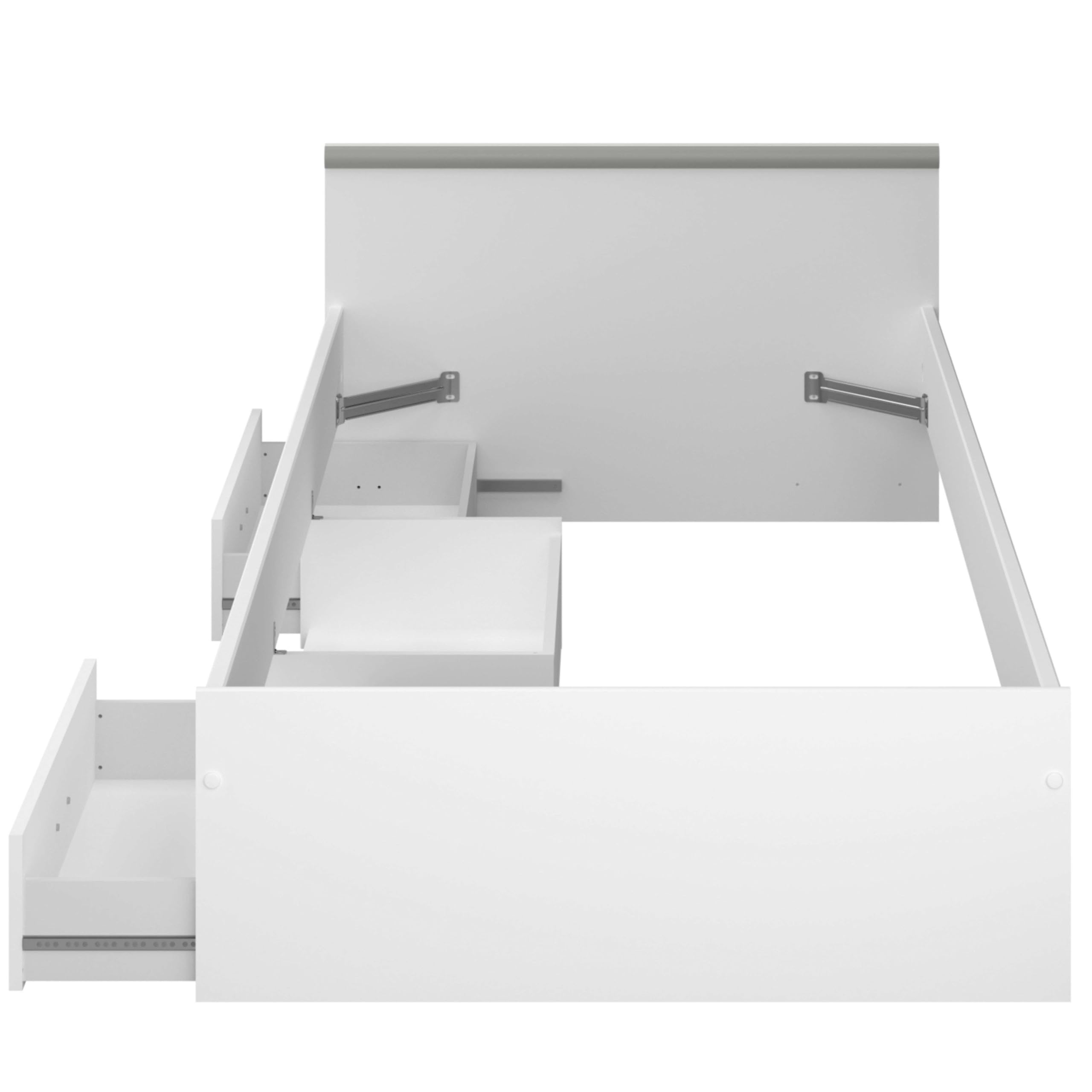 Miroytengo Cama Juvenil Village 2 Cajones 1 Hueco Blanco y Gris Dormitorio habitación Infantil 90x200 cm