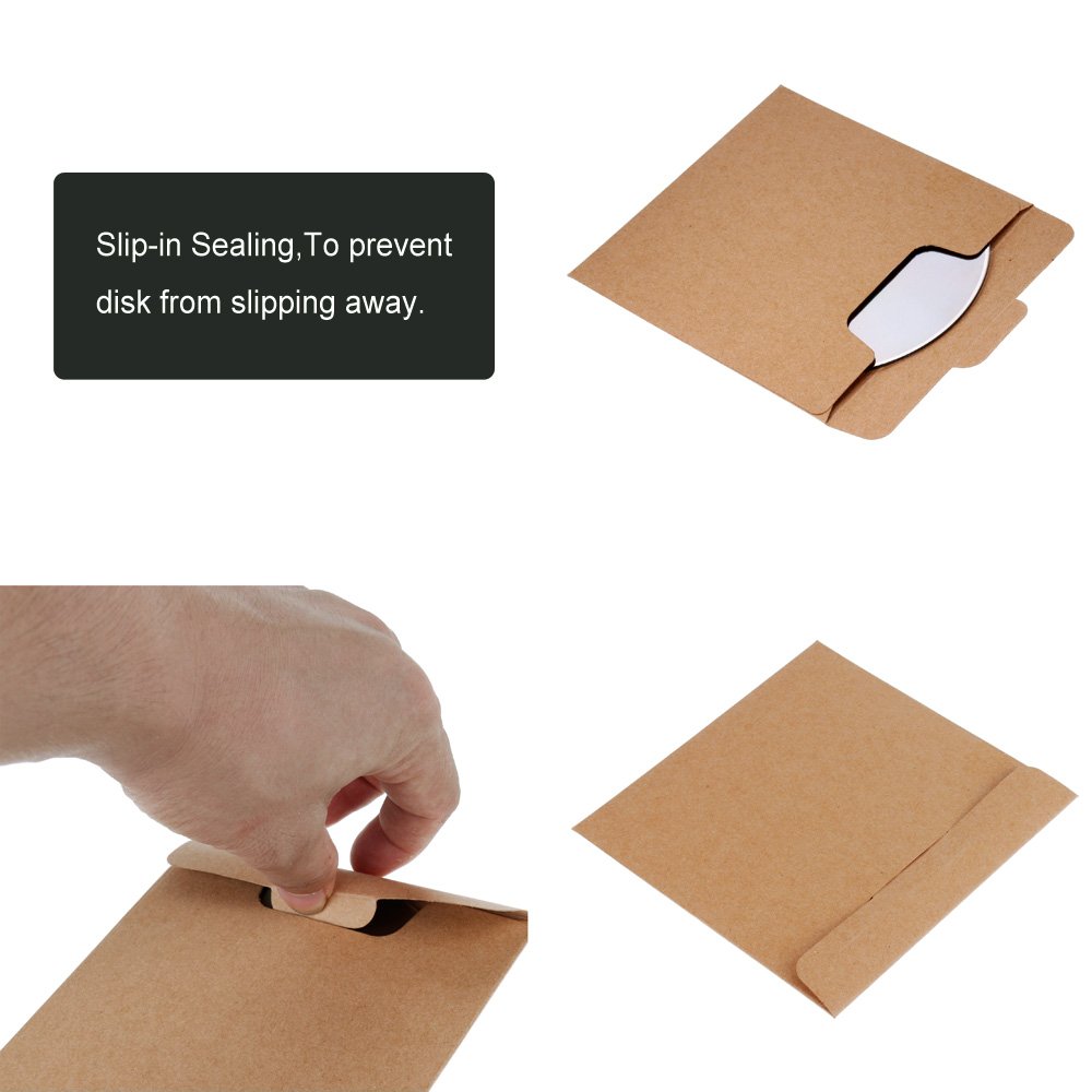 Vastar 100 Packs CD Sleeves Kraft Paper DVD Envelopes, CD Paper