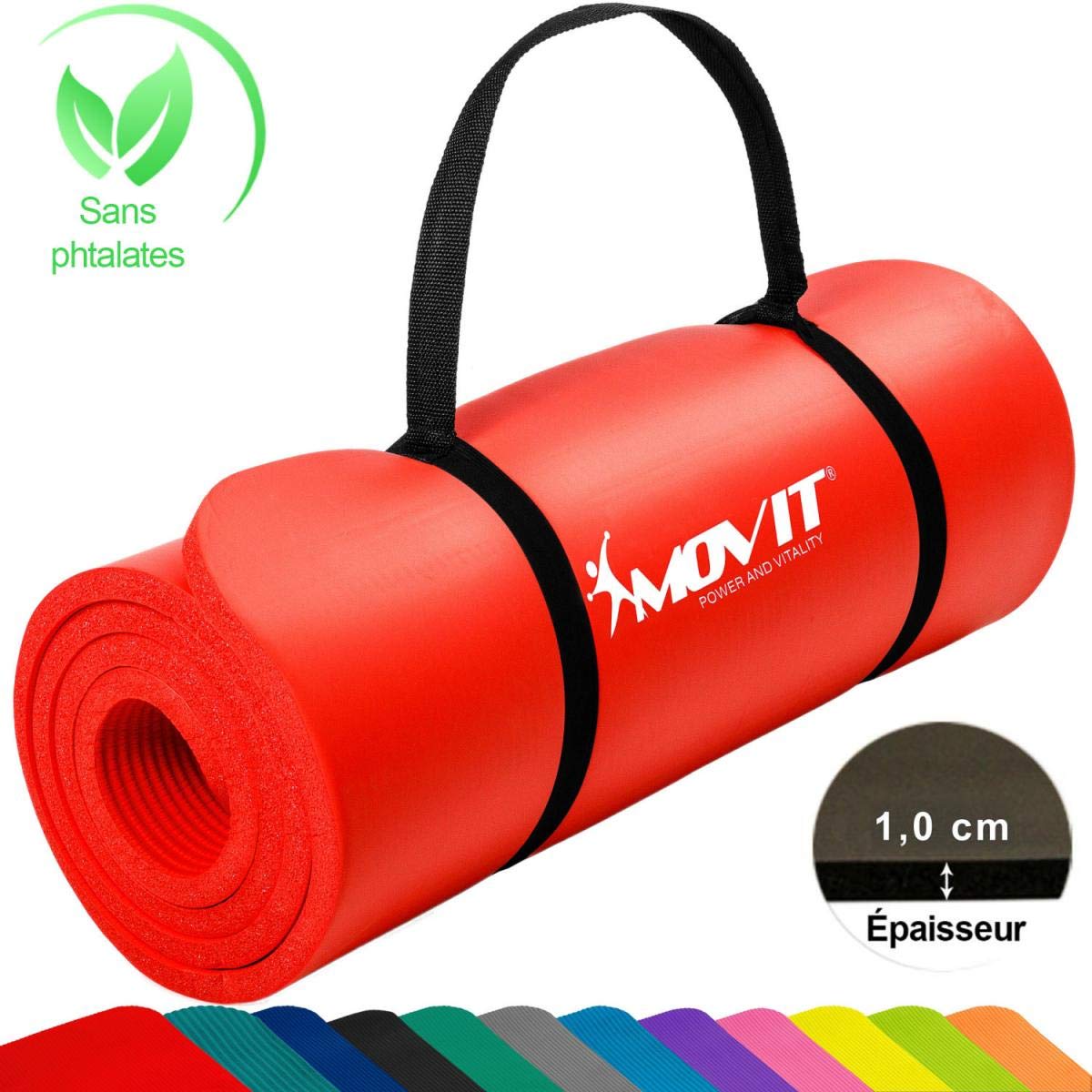 MOVIT Tappetino da Yoga - Pieghevole, Antiscivolo, da Viaggio/Casa, Lavabile, Spessore 15/10mm, Colore e Dimensione a Scelta - Tappeto Palestra, Materassino da Fitness, Pilates, Ginnastica, Yoga Mat