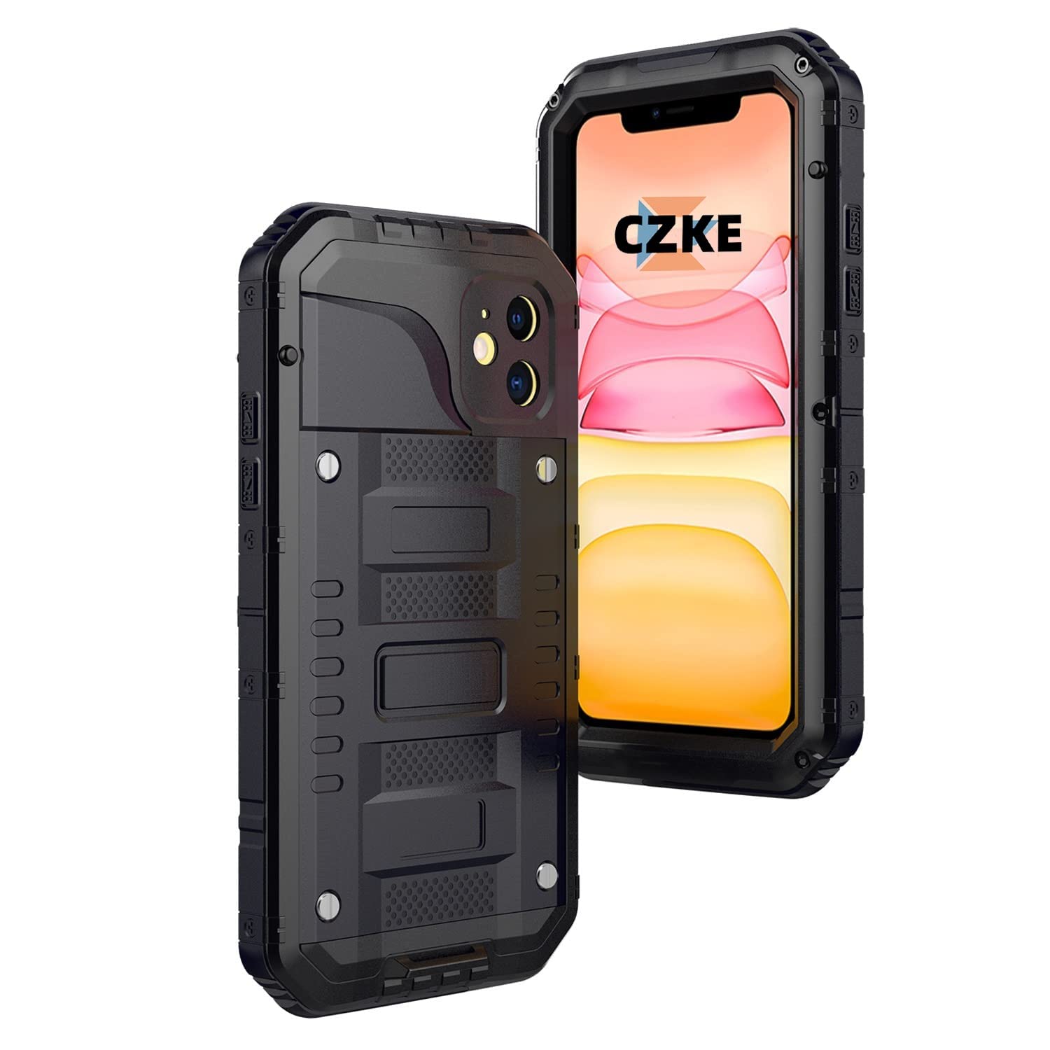 Cas imperméable iPhone 12 étui métal CZKE protection intégrale antichoc