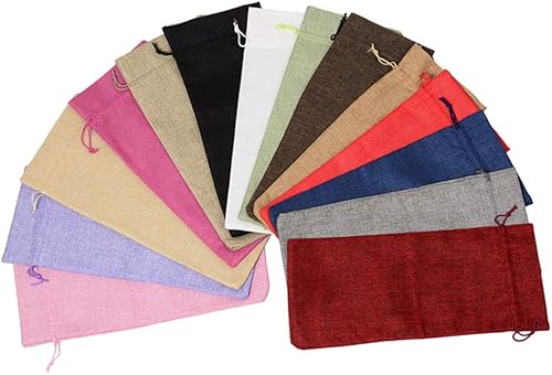Miniatura 36 de 10 bolsas de regalo de vino de arpillera, con cordón, de lino, champán, bolsa para botella de vino, Navidad, boda, cumpleaños, fiesta, bolsas