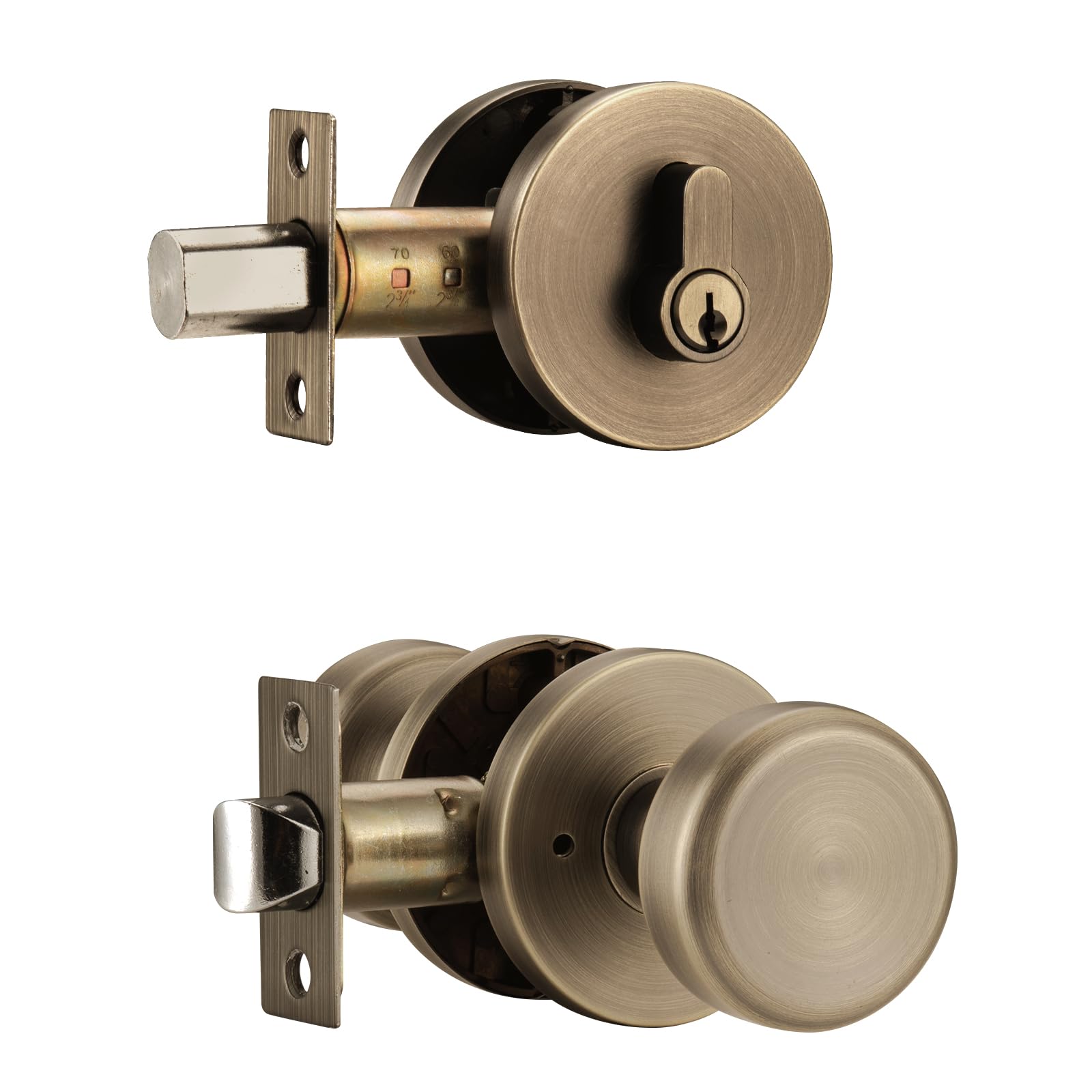 Ncsen Antique Brass Exterior Door Lock Set,Front Door Lockset With Deadbolt