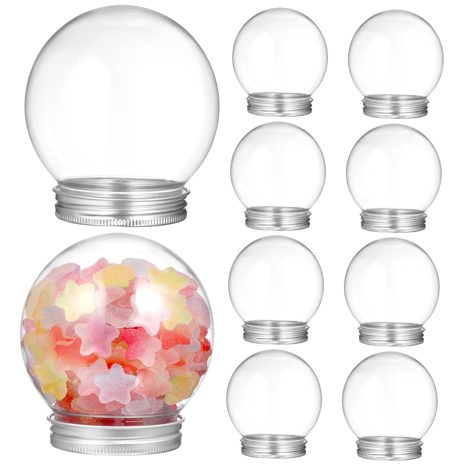 Plastic Snow Globe 10pcs Clear Plastic Fillable Water Globe with Screw Off Cap for DIY Craft Easter Holiday Themed Decoration 270ml