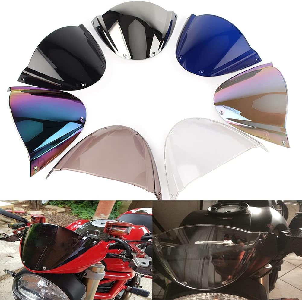Motorcycle Double Bubble WindScreen Wind Deflectors screen Airflow Fit For Ducati Monster 696 796 1100 S EVO (Iridium)