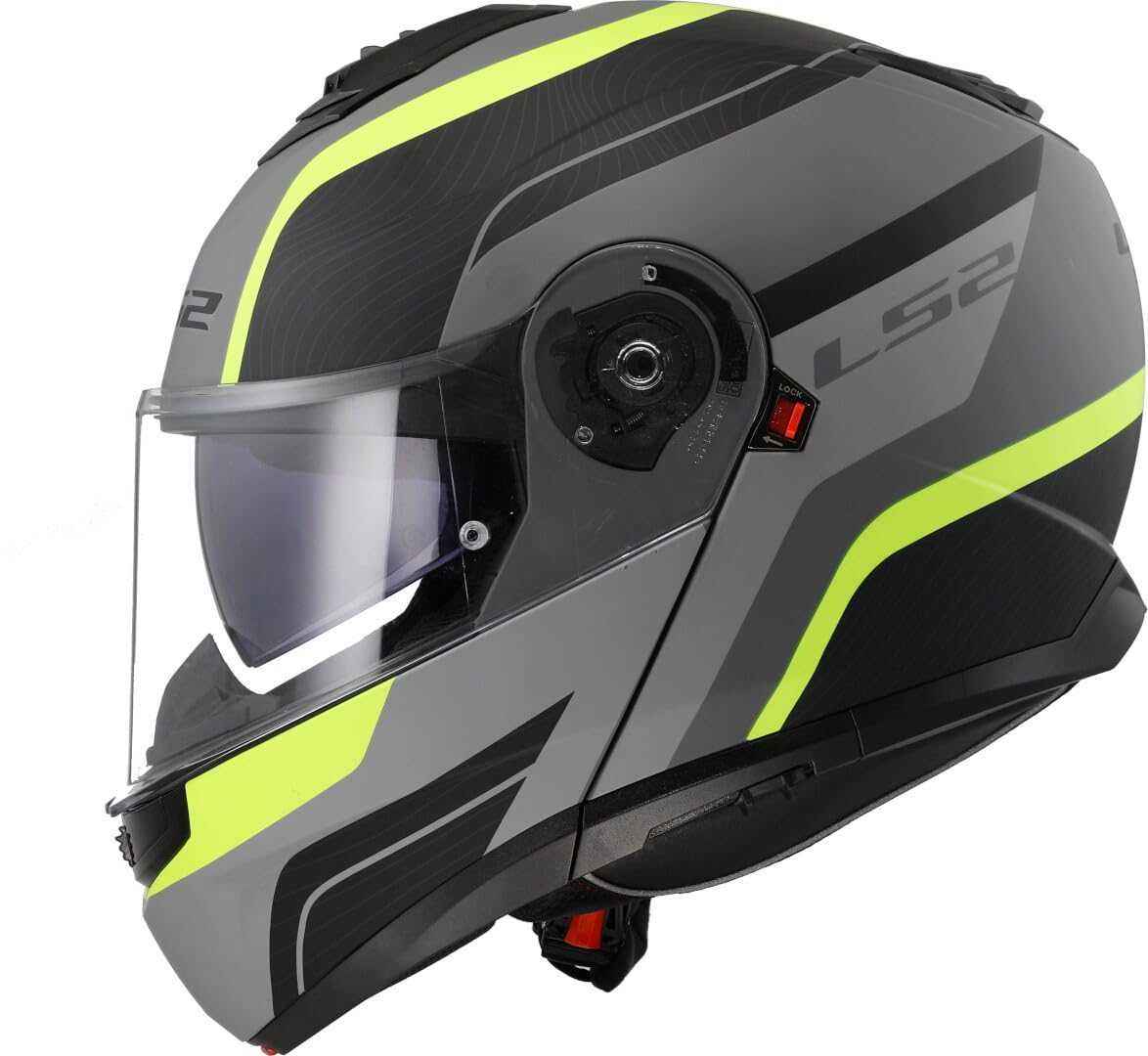 LS2, Casco Moto Modular STROBE II MONZA Matt Black H-V Yellow, L