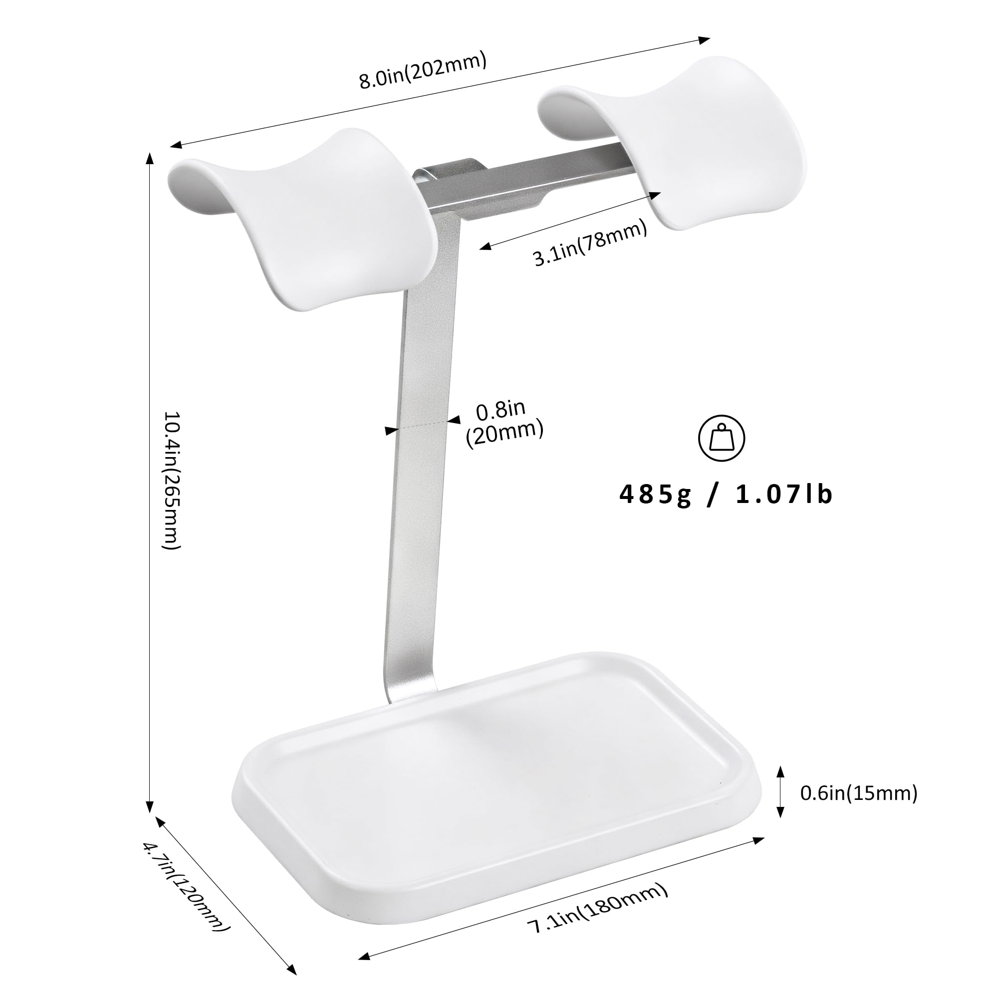 Doppio supporto per cuffie, doppio bilanciato supporto per cuffie per scrivania (bianco)