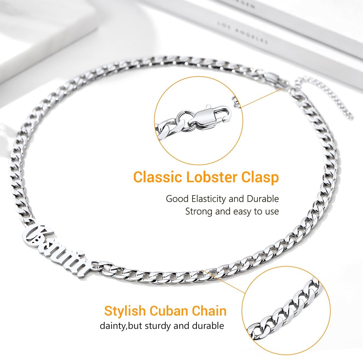 U7 Custom Name Necklaces for Women,Gold Plated/Silver/Black Nameplated Pendant Valentines Mothers Day Gift for Her Mother Family,Extendable Cuban/Rolo Chain,Gift Box Included - Image 6