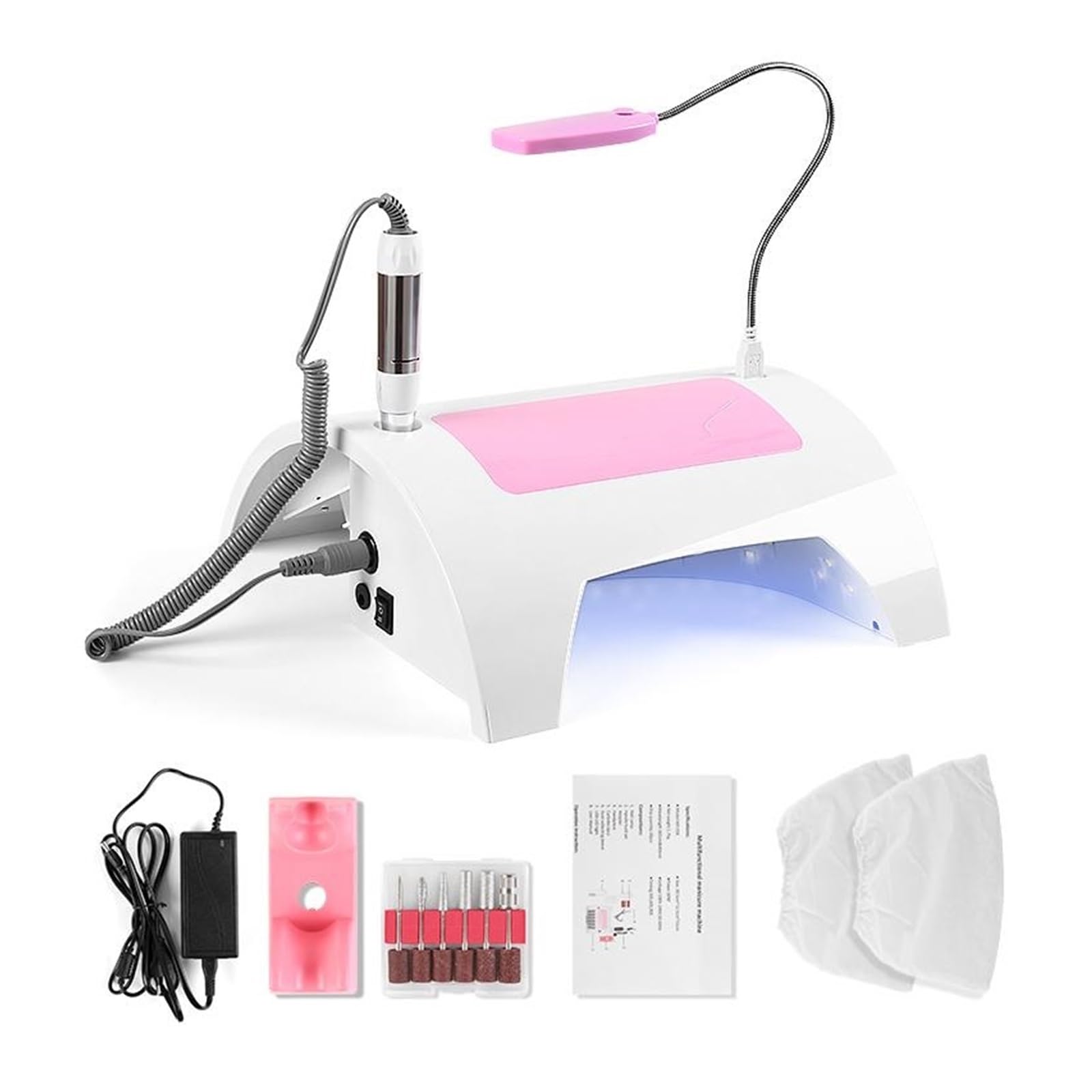 Pochłaniacz pyłu do paznokci Lampa UV do paznokci Odkurzacz Wielozadaniowa maszyna Manicure Nail Art Suszarka 5 w 1 Polerka Akcesoria do użytku domowego