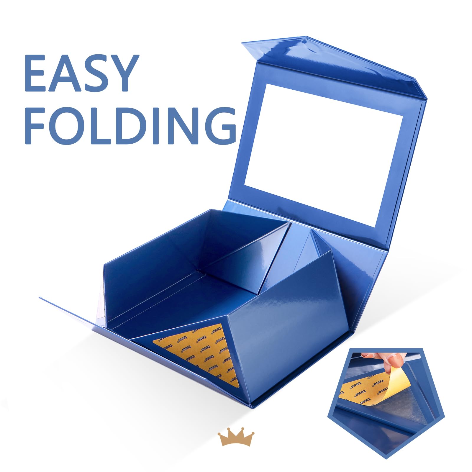 Amazon.com: PACKQUEEN 5 Blue Gift Boxes with Windows, 9x6.5x3.8