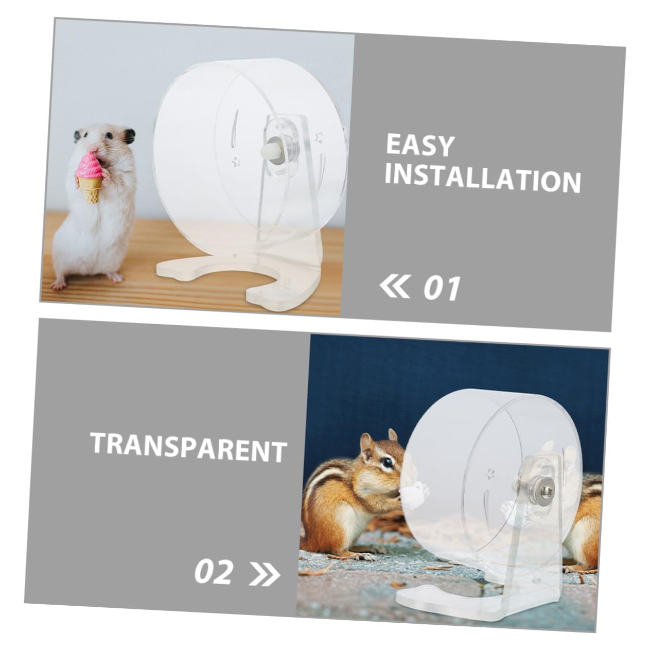 BESPORTBLE Rueda Transparente para Hámster Ruedas de Ejercicio Silenciosas para Mascotas Juguete de Ejercicio para Hámster Jerbo Chinchilla Jaula