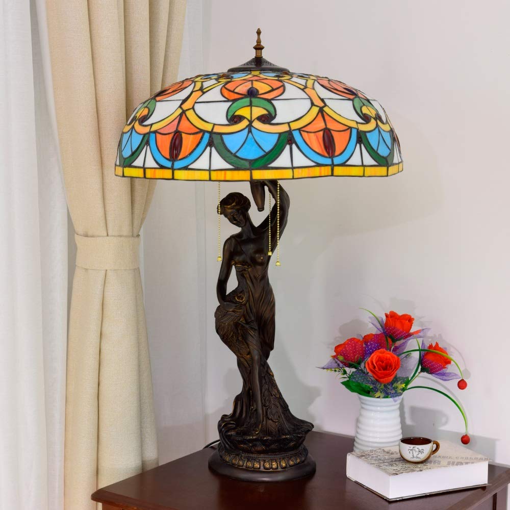 20-calowa lampa stołowa witrażowe biurko obok lampy wysokość 82 cale do salonu antyczne biurko obok sypialni z zestawami podstaw z żywicy w antycznym stylu