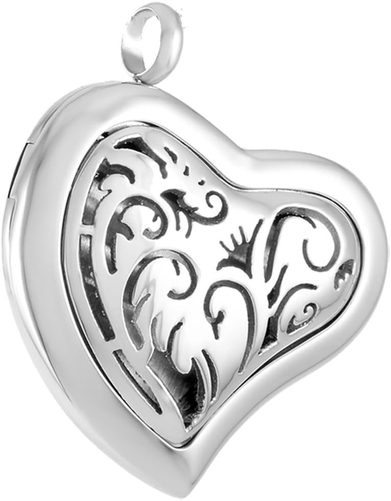 Aromatherapy Essential Oil Diffuser Locket Pendant (30 mm) with Necklace and Pads, Hypo-allergenic 316L Stainless Steel, Heart Shape, Gift Set