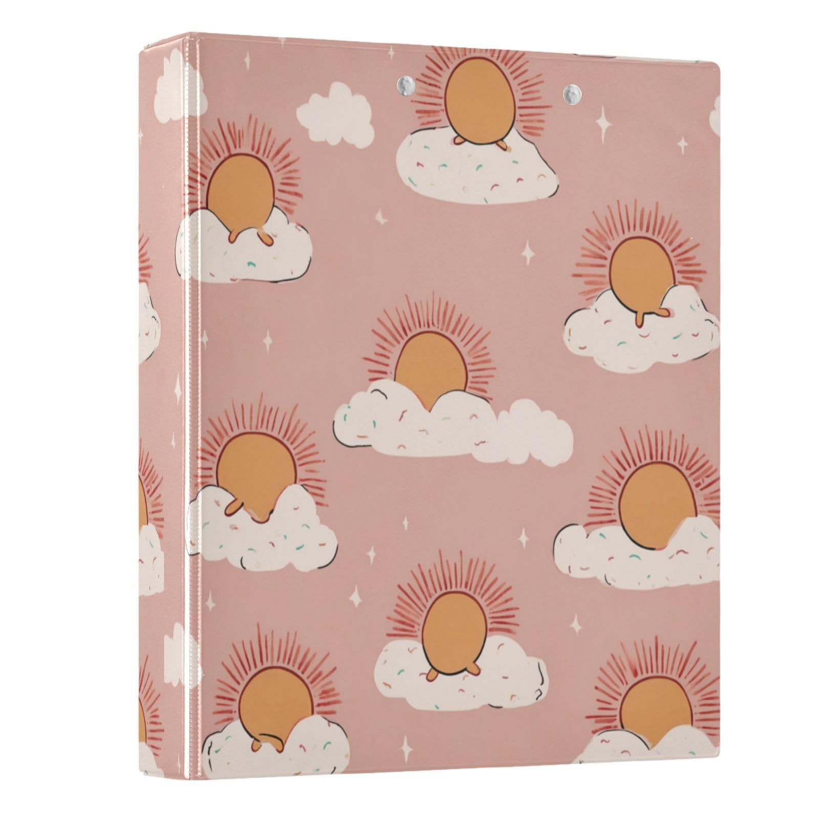 Kcldeci Hardcover 3-Ringbuch für Papier in Briefgröße, niedlicher roter Sonnenaufgang, 3,8 cm, runde Ringe, Ordner-Organizer für Schule/Büro, 2 Stück