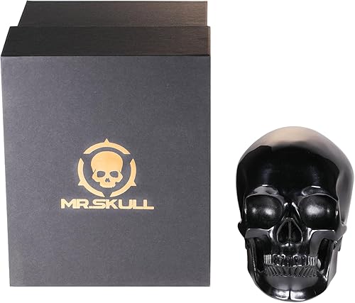 Miniatura 4 de Calavera de cristal de obsidiana negra de 5.0 pulgadas, realista, escultura de piedras preciosas talladas a mano, piedra curativa de cristal.