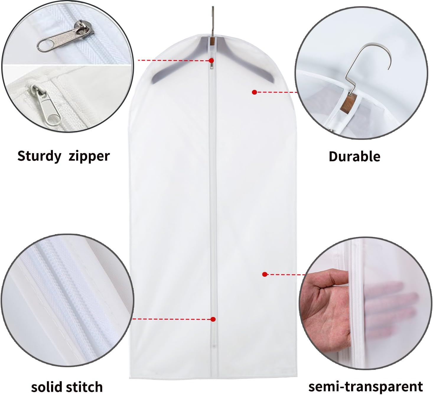 5 Copriabiti Antipolvere Trasparenti 60x100 Cm - Con Cerniera Per Giacca E Cappotti - Foto 2